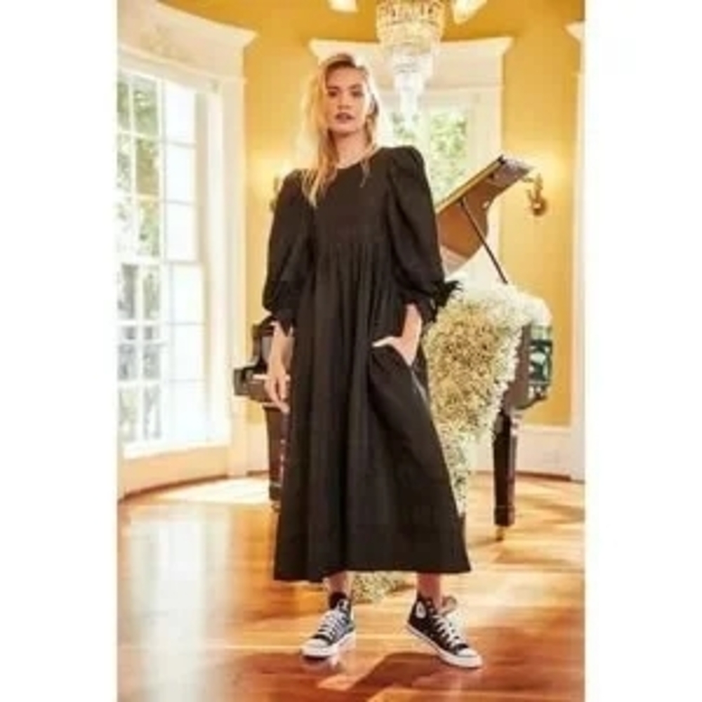 HUNTER BELL Black Bennett Long Sleeve Maxi Dress Size Xs